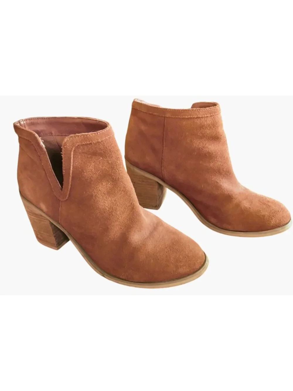 Brown Suede Ankle Booties Womens Shoes Size 9